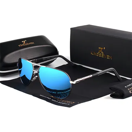 Anteojos de sol polarizados Kingseven Sol Polarizado Negro diseño Liso armazón gris y lente gray frame blue