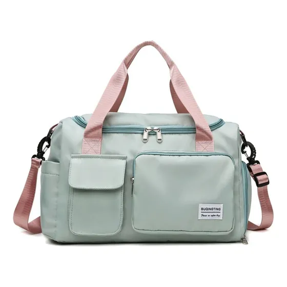 Bolso De Viaje Impermeable Con Compartimento Para Calzado Color Verde Con Rosa Una Ganga®