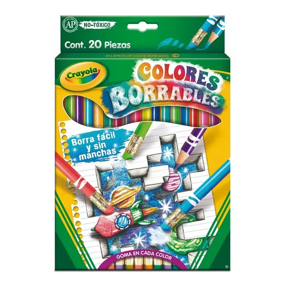 20 Lápices De Color Borrables Crayola