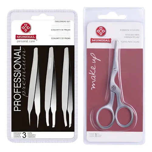 Kit Tesoura Bc321 E 3 Pinças Rose Gold Sobrancelhas Mundial