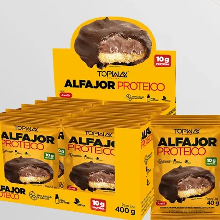 Alfajor Proteico Avelã Topway Sem Açúcar 10 Un 40g