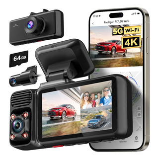 Cámara Redtiger Dash Cam, 3 Canales, 5 G, Gps Integrado, Wi- Cámara Redtiger Dash Cam, 3 Canales, 5 G, Gps Integrado, Wi-