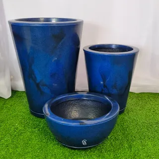 Kit 3 Vasos Marmorizados Luxo P/ Planta Jardim Decor C/prato Kit 3 Vasos Marmorizados Luxo P/ Planta Jardim Decor C/prato