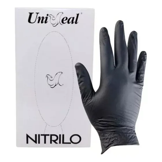 Guantes Descartables Antideslizantes Uniseal 3.5 Grs Color Negro Talle M De Nitrilo X 100 Unidades