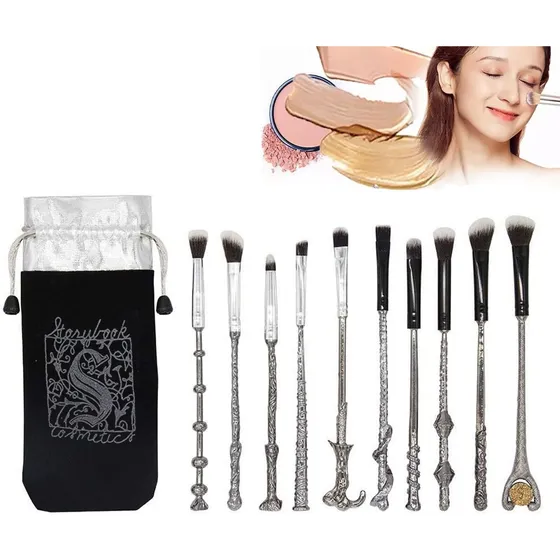 Set De 10 Brochas Maquillaje Mango De Metal Harry Potter