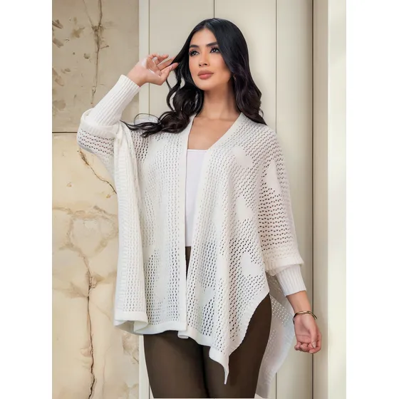 Hermosa Ruana Poncho Chal Mujer Saco Sueter Sweater Tejido 