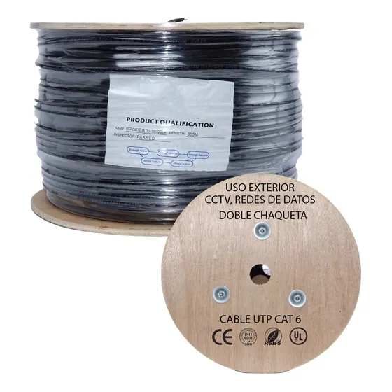Cable De Red Utp Cctv Categoria 6e Exterior Carreta 305 Mts