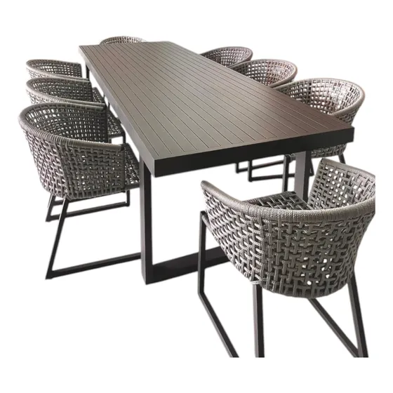 Conjunto Mesa 2,60x1,00 8cadeiras Corda Náutica Área Externa