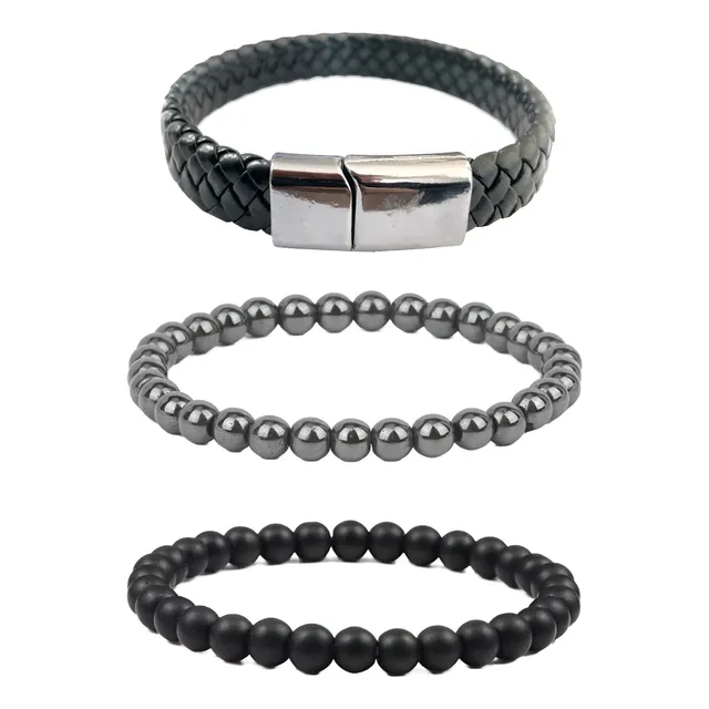 Kit De Pulseiras Masculinas Com Fecho Magnético