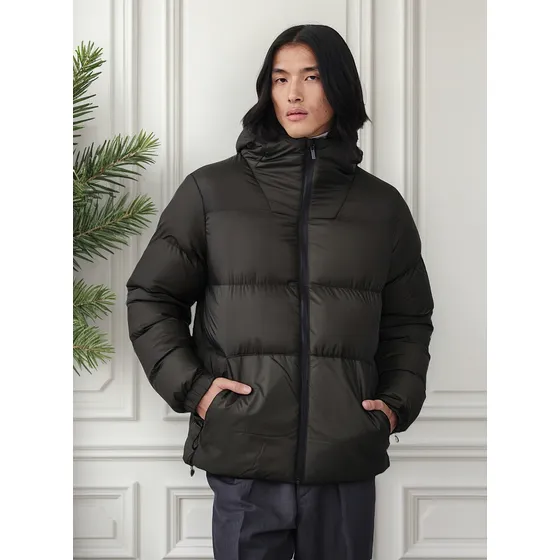 Campera Hombre Inflable Azul Parka Abrigada Con Capucha