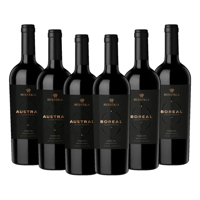Vino Tinto Huentala Austral Boreal Caja Madera 750ml X 6u