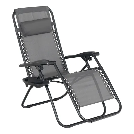 Silla Plegable Gravedad Cero Reclinable Calidad Jardín Color Negro