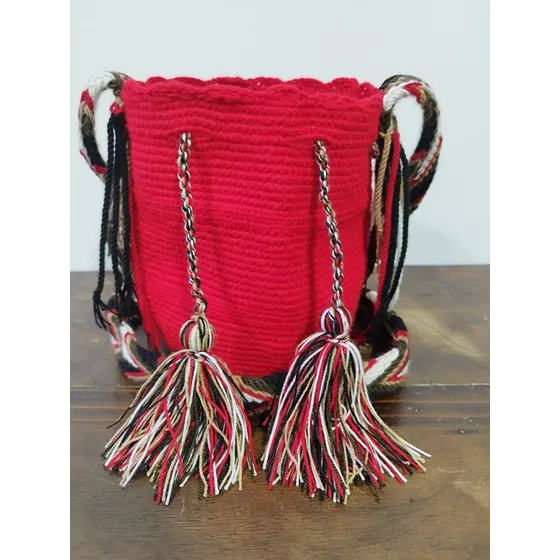 Mochilas Wayuu Originales Unicolor Pequeñas 
