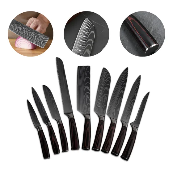 Set De 9 Cuchillos Kamura De Acero Inoxidable