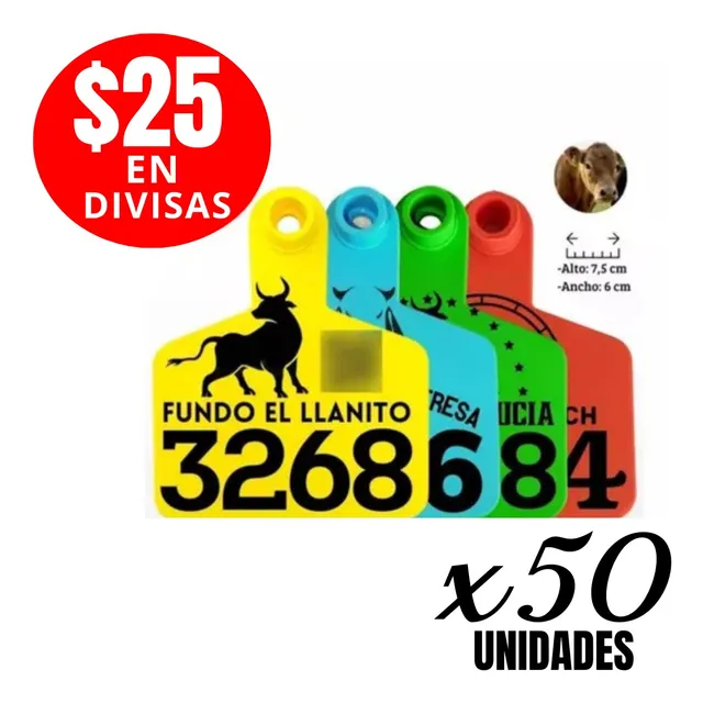 Aretes Personalizados A Laser Para Ganado Bovino Pack 50 Und