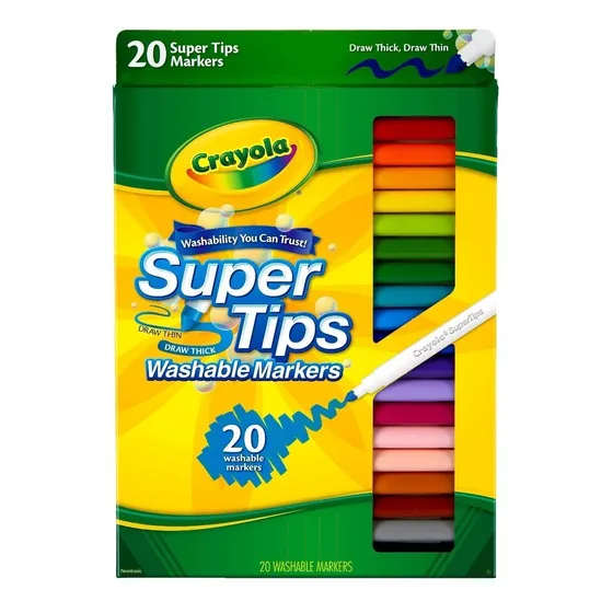 Crayola Marcadores Colores Lavables Super Tips 20 Unidades