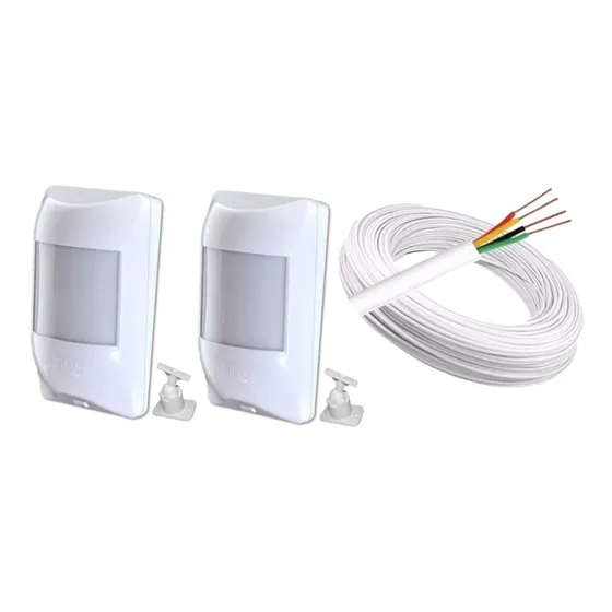 Kit 2 Sensores Presença Com Fio Ivp Alard + 10 Metros De Cab