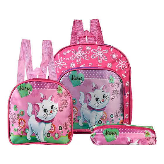 Kit Mochila Escolar Gata Marie Infantil Meninas Costa