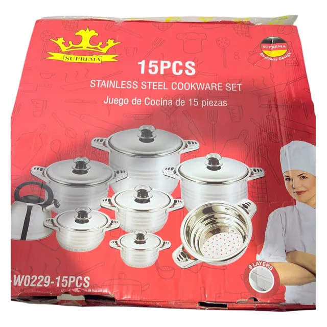 Ollas Suprema Acero Quirúrgico 15 Pcs