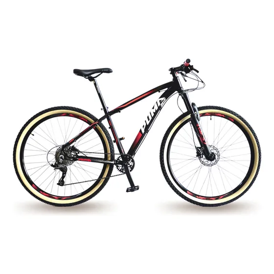 Bicicleta 29 Puma 1x9v Shimano Altus Freio Hidr Susp Trava Cor Preto Com Vermelho Tamanho Do Quadro 21