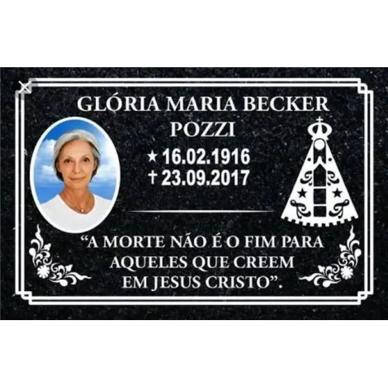 Placa De Tumulo Marmore Vidro 20x30 Jazigo Lápide