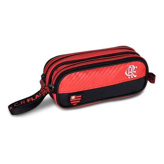 Estojo escolar C.R. Flamengo Estojo Escolar cor vermelho flamengo 2 níveis
