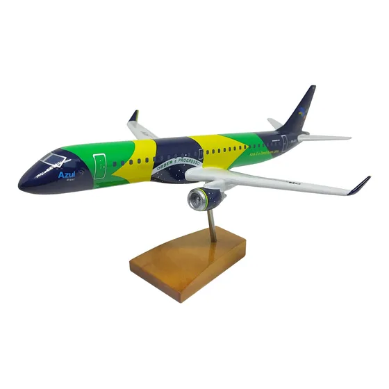Maquete Avião Embraer 195 Azul Linhas Aéreas Bandeira 26cm