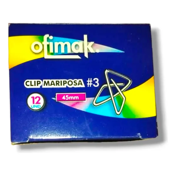 Clips Mariposa N° 3 Ofimak (pack 5 Cajas X 12 Cajas)