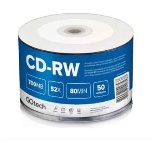 Cd-rw 700mb Go Tech Cdrw50 Midia Com 600 / Cx Fechada 