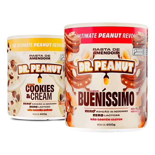 Kit 2x Pasta De Amendoim Dr Peanut 600gr +volume Muscular