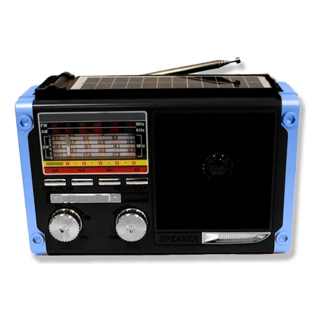 Radio Parlante Retro Con Panel Solar Bluetooth Con Linterna
