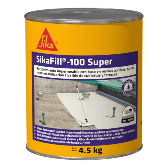 Sikafill 100 Super Cubiertas Y Terrazas 4.5 Kg Blanco