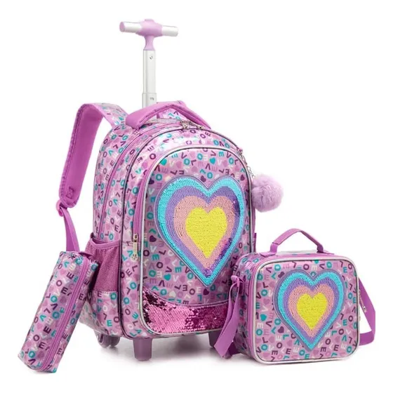 Maleta Lonchera Y Cartuchera Diseño Corazones