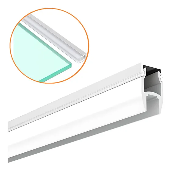 Pack 5 Perfil 1 Mt Aluminio Tira Led 11.2x11.2 P/vidrio 8mm
