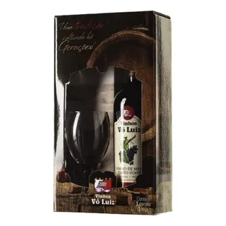 Kit Presente Vinho Tinto Suave VÎ Luiz Garrafa 750ml + Taça Kit Presente Vinho Tinto Suave VÎ Luiz Garrafa 750ml + Taça