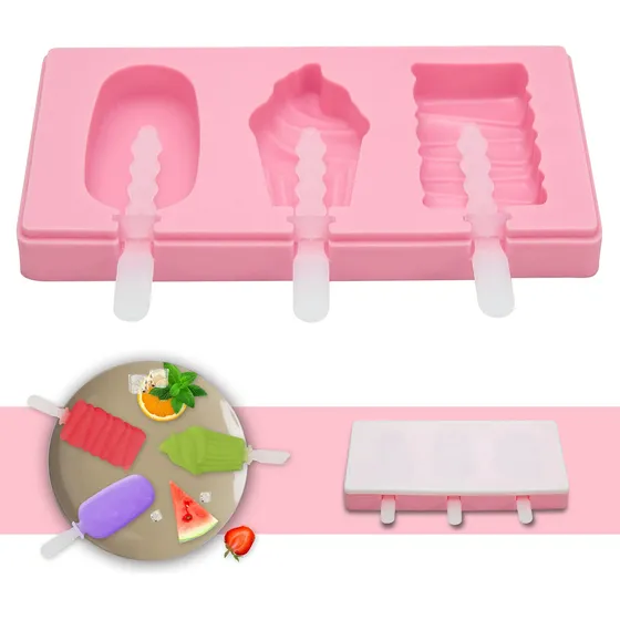 Mold Silicona Para Paleta Hielo Hecho Casa Tapa Bpa Molde 3