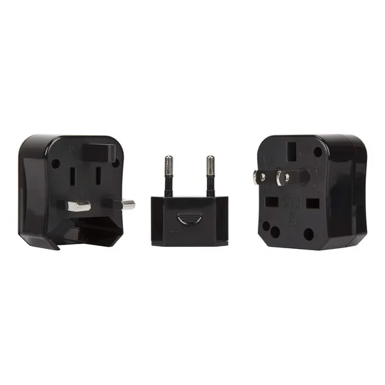 Enchufe Adaptador Universal - Negro, Negro -, Una Talla,
