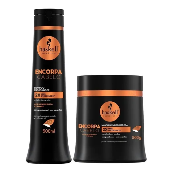 Máscara E Shampoo 500ml Haskell Encorpa Cabelo Engrossador