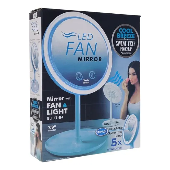 Espejo Aumento X5 Luz Led Ventilador Base Tactil Usb