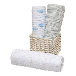 Cueiro Swaddle Estampado Com 3 Pçs Azul 1,20m X 1,20m Papi Cueiro Swaddle Estampado Com 3 Pçs Azul 1,20m X 1,20m Papi
