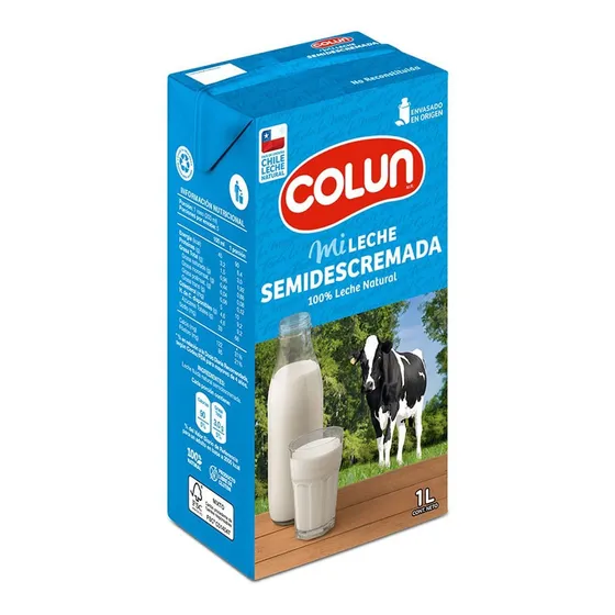 Leche Semidescremada Colun Sin Tapa 1 L