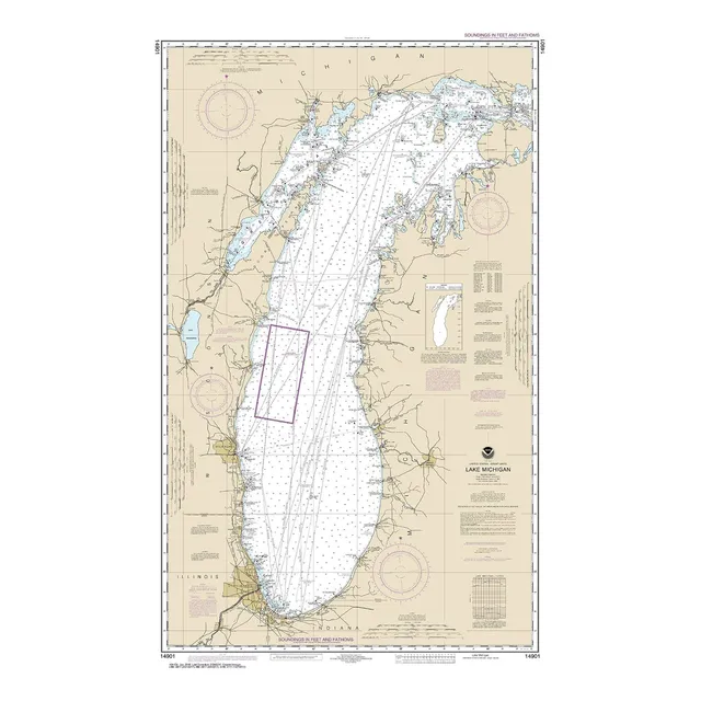 Noaa Tabla 14901 Lago Michigan Mercator Proyeccion Papel