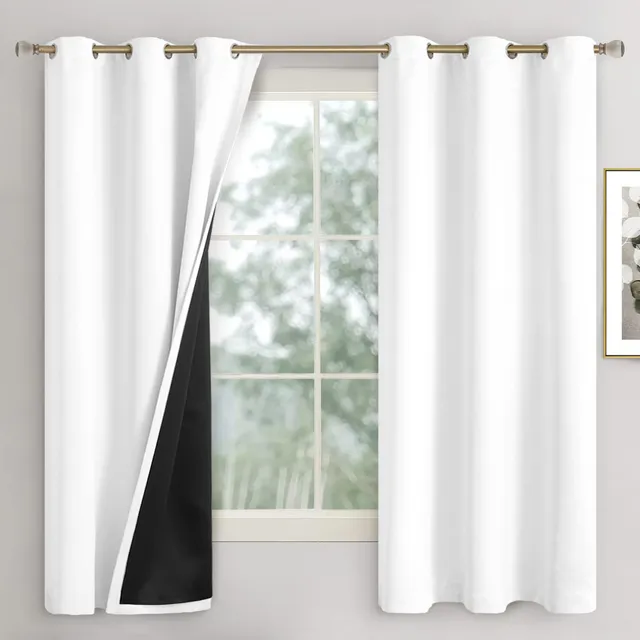 Quema Cortina Blanca Opaca Para Dormitorio Largo Panel Ojal