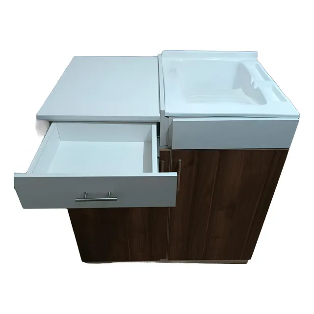 Mueble Lavanderia Acabados Blancos Y Puertas Color Nogal