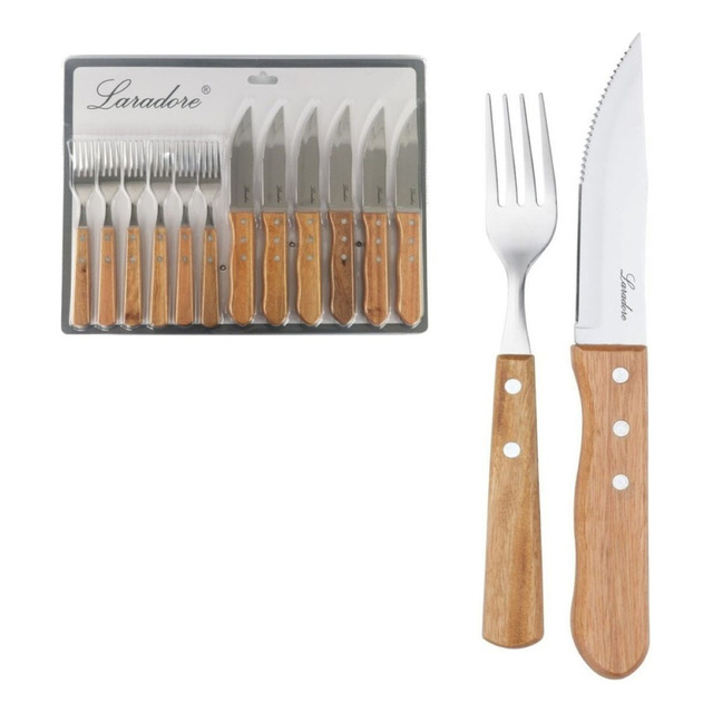Talheres De Churrasco Faca Jumbo - Inox E Madeira (12 Peças) Talheres De Churrasco Faca Jumbo - Inox E Madeira (12 Peças)