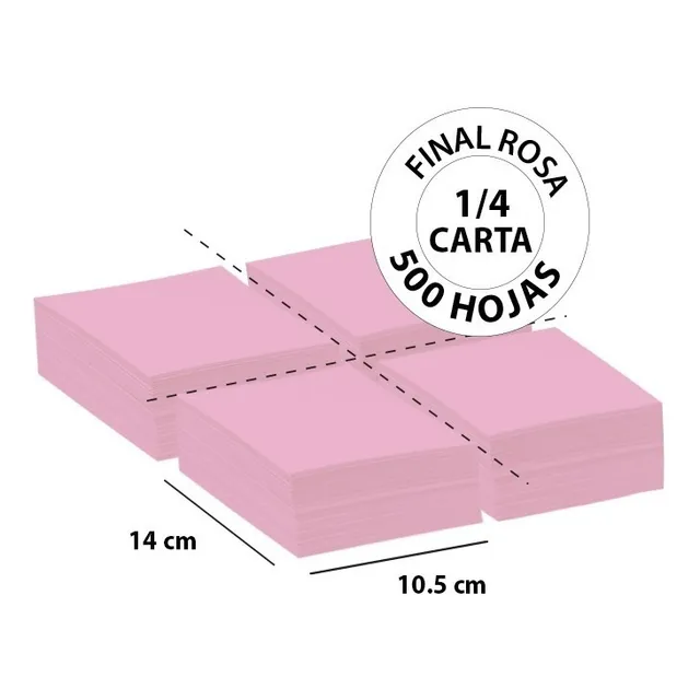 Papel Autocopia Final Rosa 1/4 Carta - 500 Hojas