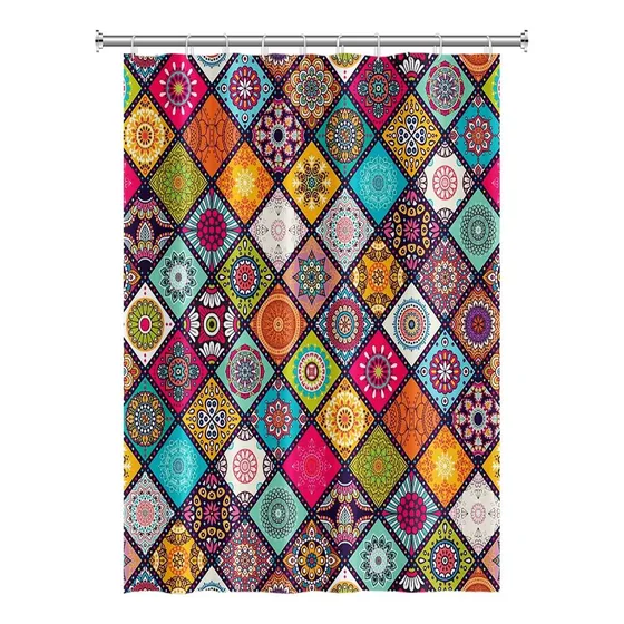 Cortina Ducha Bohemia 55  Ancho X 71  Largo Patron Floral