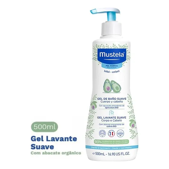 Gel De Banho Mustela Bebê Suave Corpo E Cabelo 500ml
