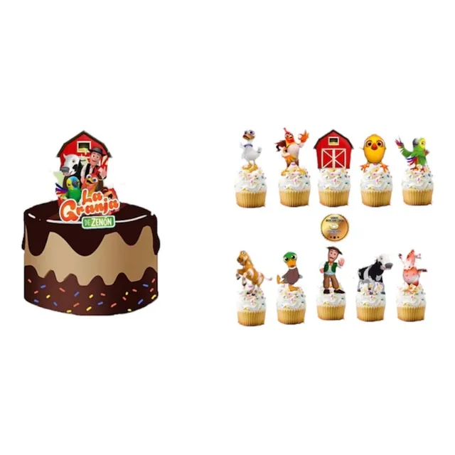 Topper De Torta +12 Pinchos Personajes  Granja De Zenon