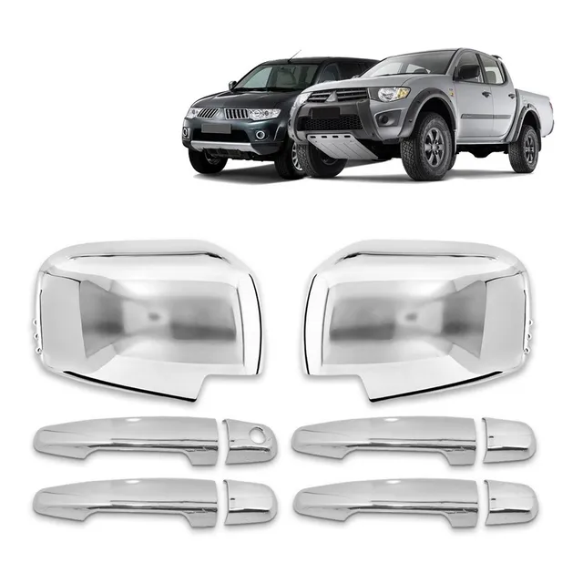 Kit Capa Aplique Cromado L200 Triton Maçaneta E Retrovisor